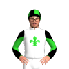 White, Lime Green Fleur De Lys, Black And Lime Green Diabolo Sleeves And Quartered Cap