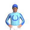 Sky Blue, Royal Blue Horseshoe, Striped Sleeves, Royal Blue Cap, Sky Blue Horseshoes