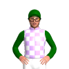 Mauve And White Checks, Dark Green Sleeves And Cap