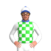 Royal Blue, Lime Green And White Checked Half, Sleeves And Cap, Royal Blue Peak And Pom Pom
