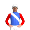 ROYAL BLUE, WHITE RIGHT SASH, RED SLEEVES, WHITE CAP