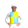 SKY BLUE, YELLOW QUARTERS , WHITE SLEEVES, WHITE CAP