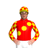 RED, YELLOW SPOTS SASH, SLEEVES, RED CHECKS, CHECKS CAP