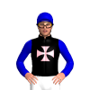 BLACK,LIGHT PINK MALTESE CROSS,MEDIUM BLUE SLEEVES,CAP