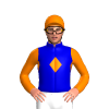 MEDIUM BLUE, ORANGE DIAMOND BAND, ORANGE SLEEVES, CAP
