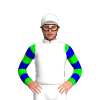 WHITE, LIME SLEEVES, MEDIUM BLUE HOOPS