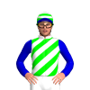 WHITE, LIME DIAGONAL STRIPES, MEDIUM BLUE SLEEVES, LIME, WHITE HOOPS CAP, MEDIUM BLUE PEAK