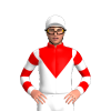 WHITE,RED BIB,COLLAR,WHITE SLEEVES,RED HOOPS,WHITE CAP,RED DIAMOND,