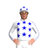 WHITE,MEDIUM BLUE STARS,MEDIUM BLUE SEAMS SLEEVES,MEDIUM BLUE STARS CAP