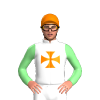 WHITE, ORANGE MALTESE CROSS, LT GREEN SLEEVES, ORANGE CAP