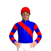 MEDIUM BLUE,RED RIGHT SASH, HOOPS SLEEVES,CAP