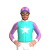 TURQUOISE,WHITE STAR, COLLAR, MEDIUM PURPLE SLEEVES, PINK SHERBET STRIPES, STRIPES CAP,WHITE CUFFS