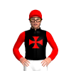 BLACK,RED MALTESE CROSS, SLEEVES,CAP