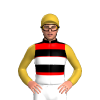 BLACK,RED HOOPS,WHITE BAND, GOLD SLEEVES,CAP
