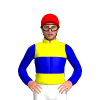 YELLOW, MEDIUM BLUE BAND, SLEEVES, Red cap