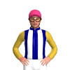 NAVY, WHITE STRIPES, GOLD SLEEVES, Pink cap