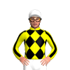 YELLOW, BLACK DIAMOND CHECK, YELLOW SLEEVES, BLACK STRIPE, YELLOW COLLAR, White cap