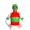 RED, GREEN BAND, WHITE SLEEVES, GREEN ARMBANDS, Green cap