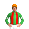 GREEN, RED STRIPES, GREEN SLEEVES, WHITE DOUBLE ARMBAND, Orange cap