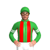 GREEN, RED STRIPES, GREEN SLEEVES, WHITE DOUBLE ARMBAND, Green cap