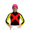 BLACK, RED CROSSED SASHES, YELLOW SLEEVES, BLACK STRIPE, Pink cap