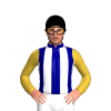 NAVY, WHITE STRIPES, GOLD SLEEVES, Black cap