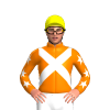 ORANGE, WHITE CROSSED SASHES, ORANGE SLEEVES, WHITE STARS, Yellow cap