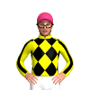 YELLOW, BLACK DIAMOND CHECK, YELLOW SLEEVES, BLACK STRIPE, YELLOW COLLAR, Pink cap