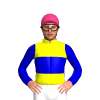 YELLOW, MEDIUM BLUE BAND, SLEEVES, Pink cap