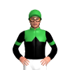 GREEN, BLACK HALVED, BLACK DIAMOND BAND, BLACK SLEEVES, GREEN ARMBAND, COLLAR, Green cap