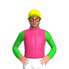 PINK, LIME GREEN SLEEVES, Yellow cap