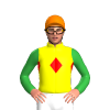 YELLOW, RED DIAMOND BAND, GREEN SLEEVES, Orange cap
