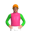 PINK, LIME GREEN SLEEVES, Orange cap