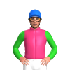 PINK, LIME GREEN SLEEVES, Blue cap