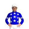MEDIUM BLUE, WHITE STARS, MEDIUM BLUE SLEEVES, WHITE DOUBLE ARMBANDS, White cap
