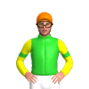 LIME GREEN, YELLOW SLEEVES,LIME GREEN ARM BAND, Orange cap