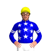 MEDIUM BLUE, WHITE STARS, MEDIUM BLUE SLEEVES, WHITE DOUBLE ARMBANDS, Yellow cap