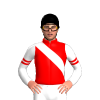 RED, WHITE RIGHT SASH, SLEEVES, RED DOUBLE ARMBANDS, Black cap
