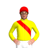 YELLOW, RED RIGHT SASH, Red cap