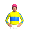 YELLOW, BLUE BAND,STRIPE SLEEVES, Pink cap
