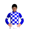 WHITE, MEDIUM BLUE CHECK, MEDIUM BLUE SLEEVES,WHITE ARMBAND, MEDIUM BLUE COLLAR, Black cap