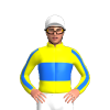 YELLOW, BLUE BAND,STRIPE SLEEVES, White cap