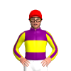 PURPLE,YELLOW BAND,YELLOW SLEEVES,PURPLE STRIPE, Red cap