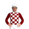 MAROON, WHITE CHECKS, MAROON SLEEVES, WHITE COLLAR, White cap