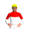 WHITE,RED YOKE,RED HALVED SLEEVES,COLLAR, Yellow cap