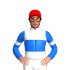 WHITE, BLUE BAND, SLEEVES, WHITE ARMBAND, Red cap