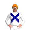 WHITE, NAVY CROSSED SASH, Orange cap