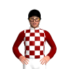 MAROON, WHITE CHECKS, MAROON SLEEVES, WHITE COLLAR, Black cap