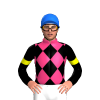BLACK,PINK DIAMOND CHECKS,BLACK SLEEVES,YELLOW ARMBANDS,PINK COLLAR, Blue cap