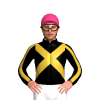 BLACK, GOLD CROSSED SASHES, BLACK SLEEVES, GOLD STRIPE, Pink cap